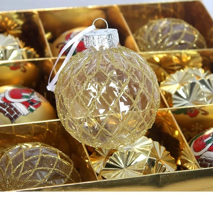 Bola de Natal 9 Peças Enfeites de Natal 3" Enfeites de Bola Natal Inquebrável Transparente