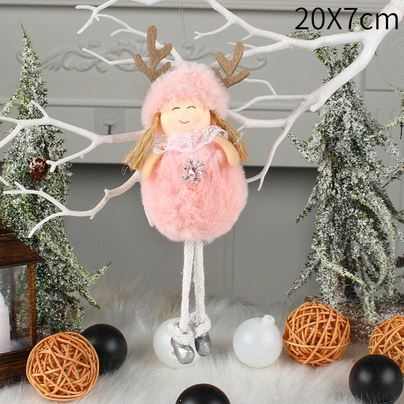 Pingente Anjo Natal Decoração de menina anjo de natal | Pingente de boneca anjo pelúcia