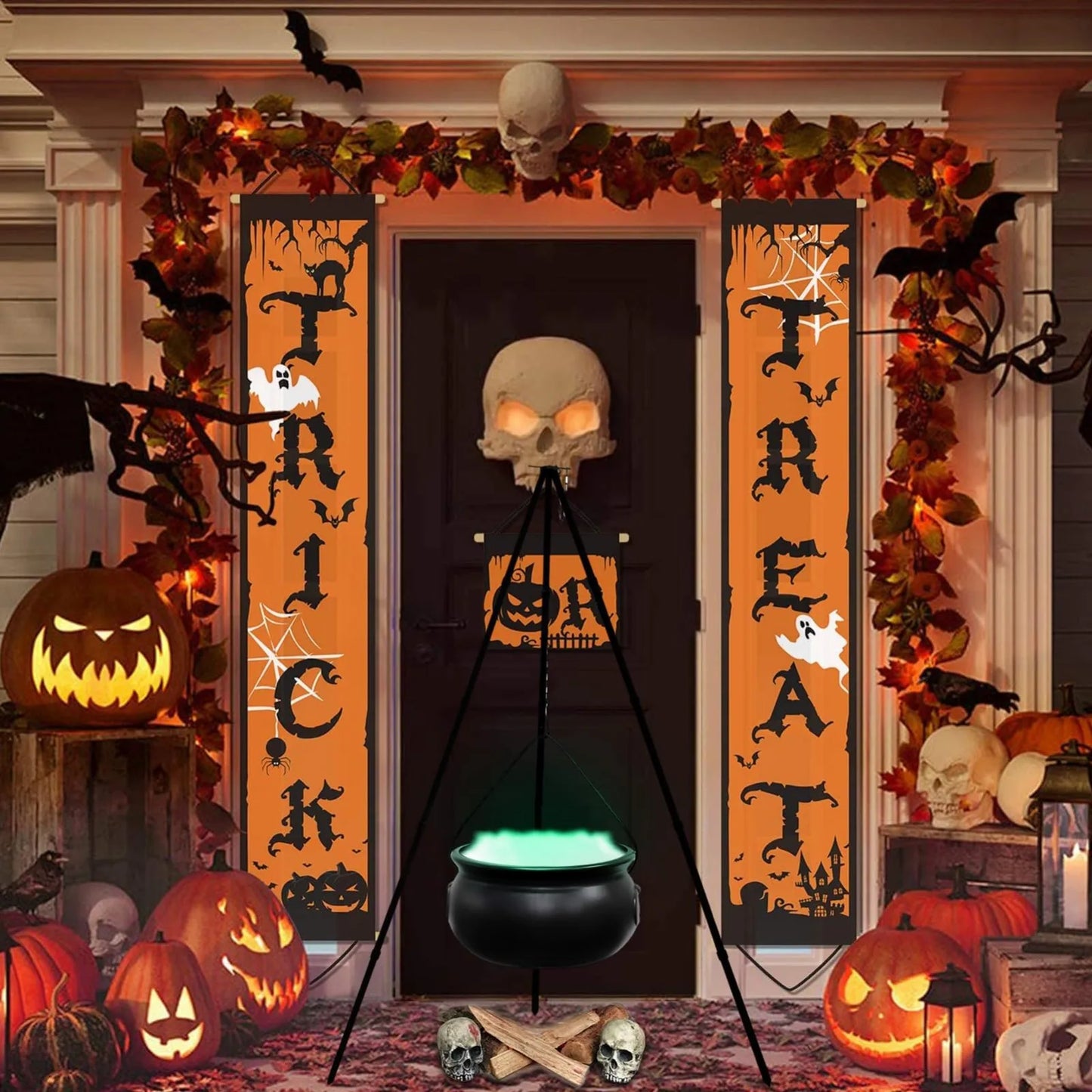 Caldeirão de bruxas decoração de Halloween para ambientes externos, caldeirão grande