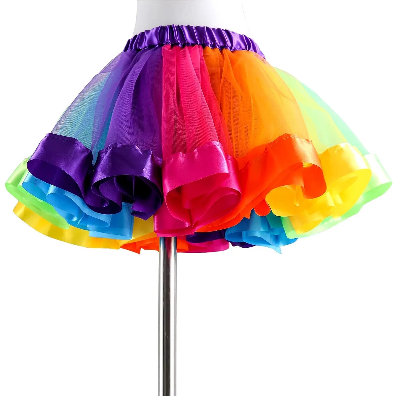 Saia de dança Carnaval tutu com laço e saia para meninas, roupa de arco-íris