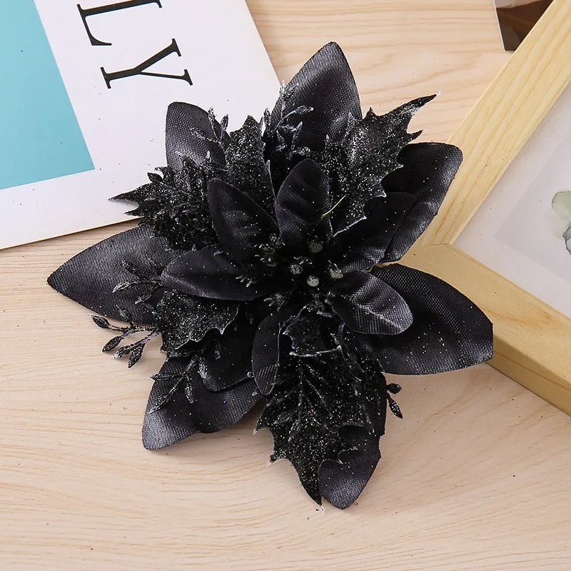 Flor de Poinsétia Artificial Conjunto de 5/10/20 peças Flores para Decoração de Árvore de Natal e Guirlanda
