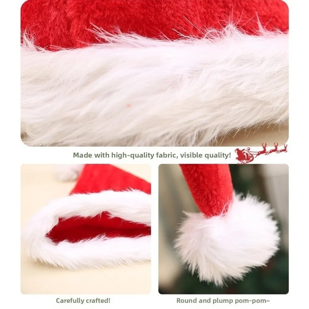 Gorro de Papai Noel de Veludo Multicolorido, Touca Natalina de Pelúcia Colorida