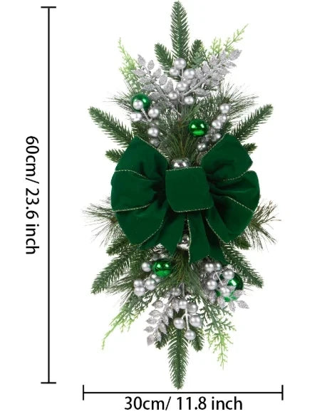 Guirlanda decorativa Azul, guirlanda de Natal pré-iluminadas sem fio para porta da frente