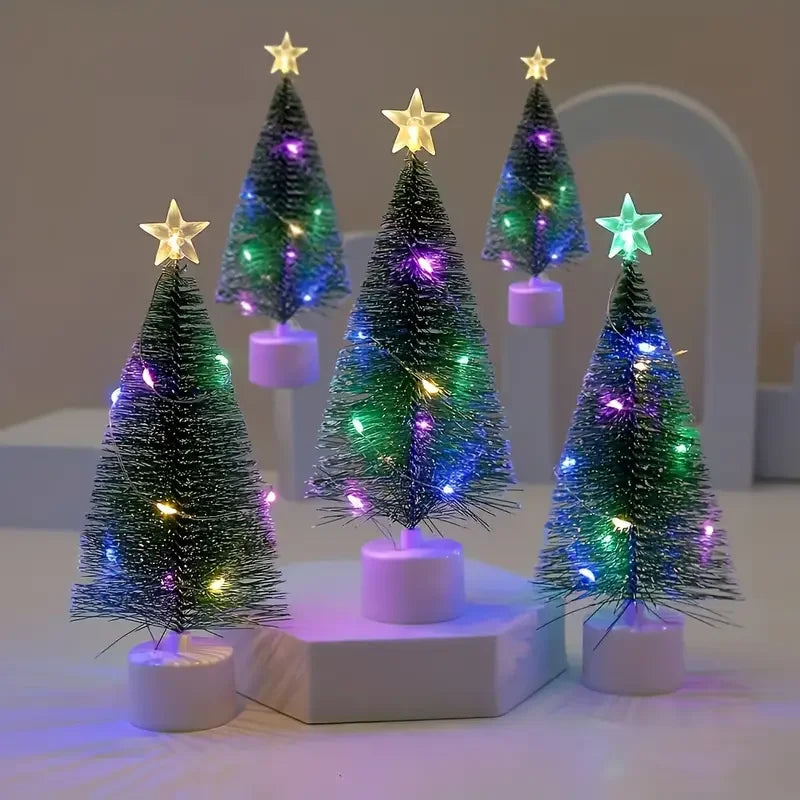 Árvore de Natal Pequena com Luz Multicolorida Conjunto de 3 Luzes LED Coloridas Natal
