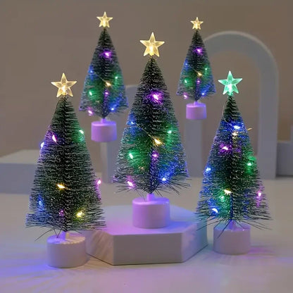 Árvore de Natal Pequena com Luz Multicolorida Conjunto de 3 Luzes LED Coloridas Natal