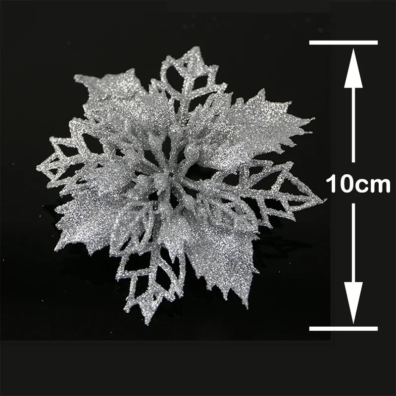 Flores pingente de Natal 10 Unidades de Flores de Poinsétia Com Glitter de Natal, Flores