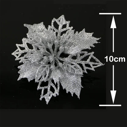 Flores pingente de Natal 10 Unidades de Flores de Poinsétia Com Glitter de Natal, Flores