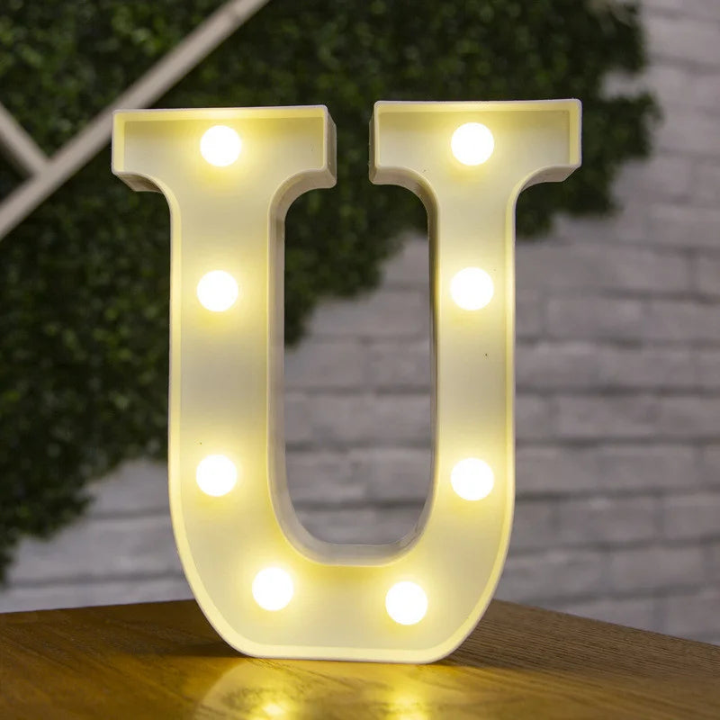 Letras de LED para letreiros, 26 letras iluminadas do alfabeto, luzes LED alimentadas