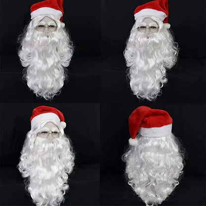 Roupa De Papai Noel Fantasia Barba Peruca Luvas Óculos Sino