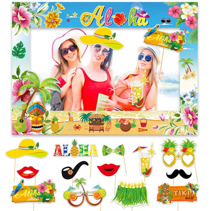 Moldura para Fotos (ou Adereço de Selfie) com Tema Havaiano/Tropical ("Aloha"), Feita de Papel ou Cartolina