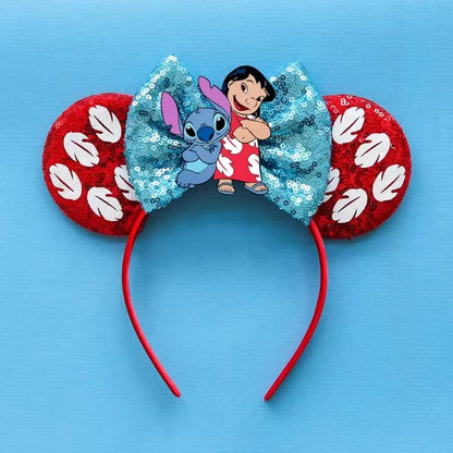 Tiaras Acessórios Disney orelha de rato com laço brilhante, Lantejoula de dupla celebração