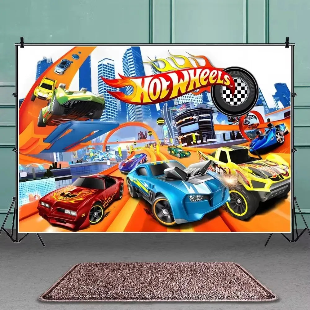 Kit Festa Hot Wheels Conjunto de decoração para festa de aniversário com toalha de mesa