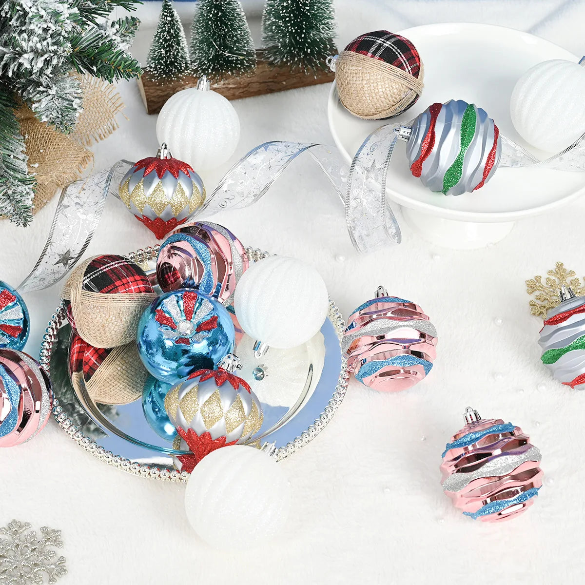 Enfeites de bolas de Natal de 8,5 cm – 16 peças de bolas de plástico para árvore de Natal