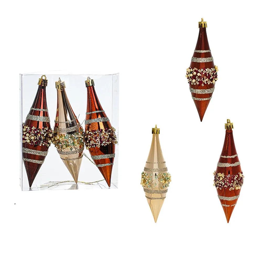 Bolas Natal Plástico Café/Bege Enfeite pendurado de Natal, enfeite de gota árvore de natal
