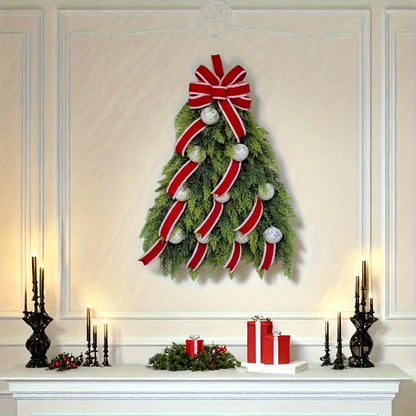 Guirlanda de árvore de Natal feita à mão para porta da frente