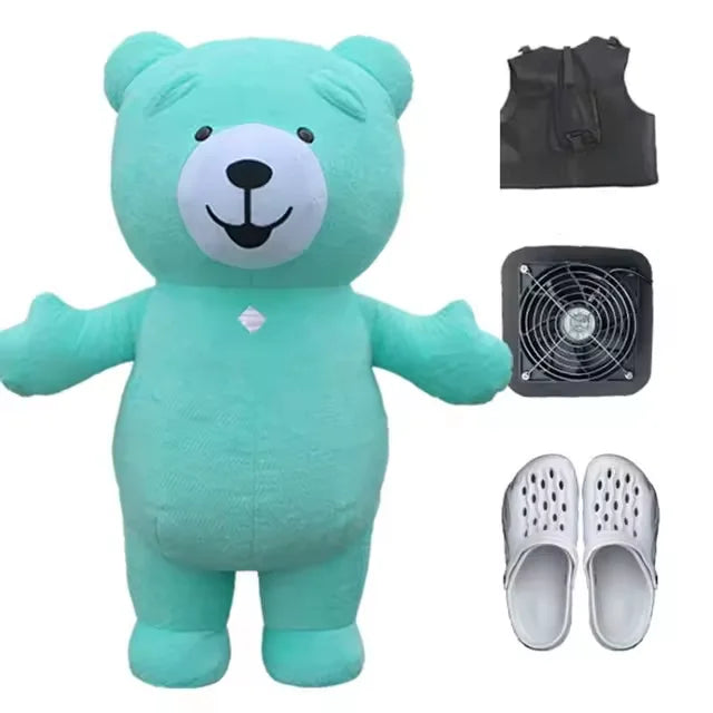 Fantasia Urso Polar Inflável Natal Mascote Traje kit Completo Mascote para Natal