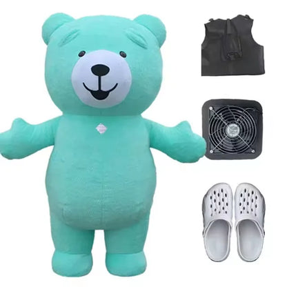 Fantasia Urso Polar Inflável Natal Mascote Traje kit Completo Mascote para Natal
