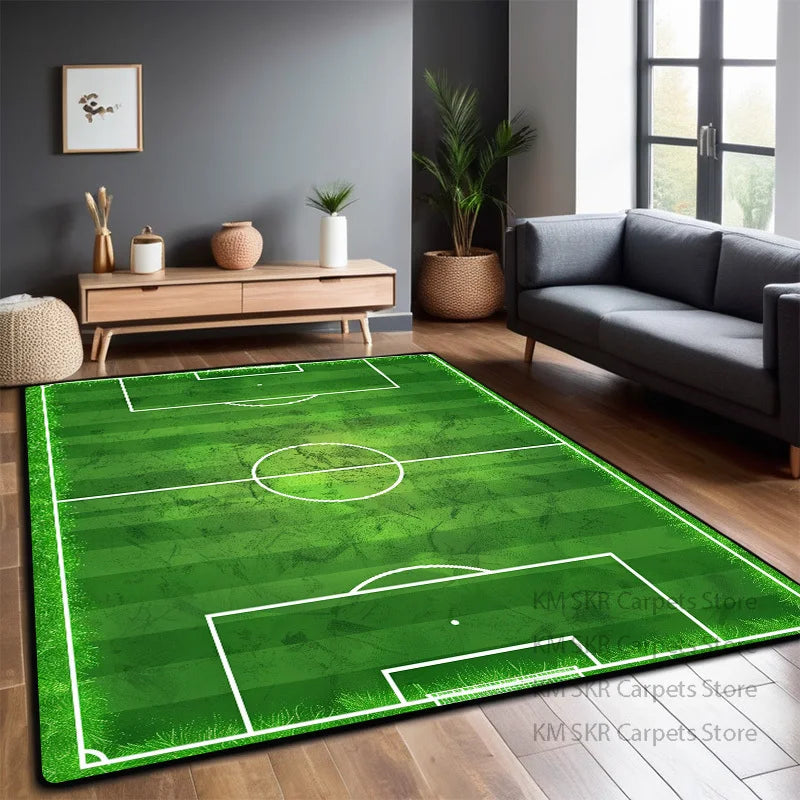 Tapete Campo de Futebol 3d Tapete de campo de futebol verde para quarto, sala de jogos