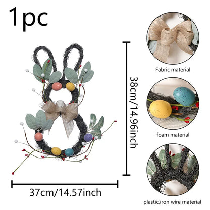 Coelho da Páscoa Pingente Coelho Páscoa Guirlanda Enfeite Flores Ovos De 38cm