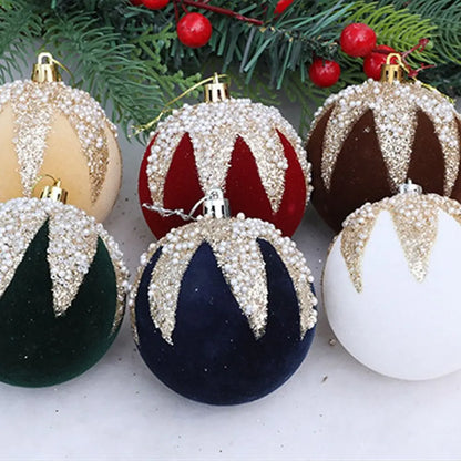 Bola Natal Veludo Bola Natal Pingente Glitter 4 Peças de Enfeites de Bola de Natal de Veludo