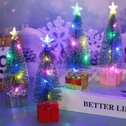 Árvore de Natal Pequena com Luz Multicolorida Conjunto de 3 Luzes LED Coloridas Natal