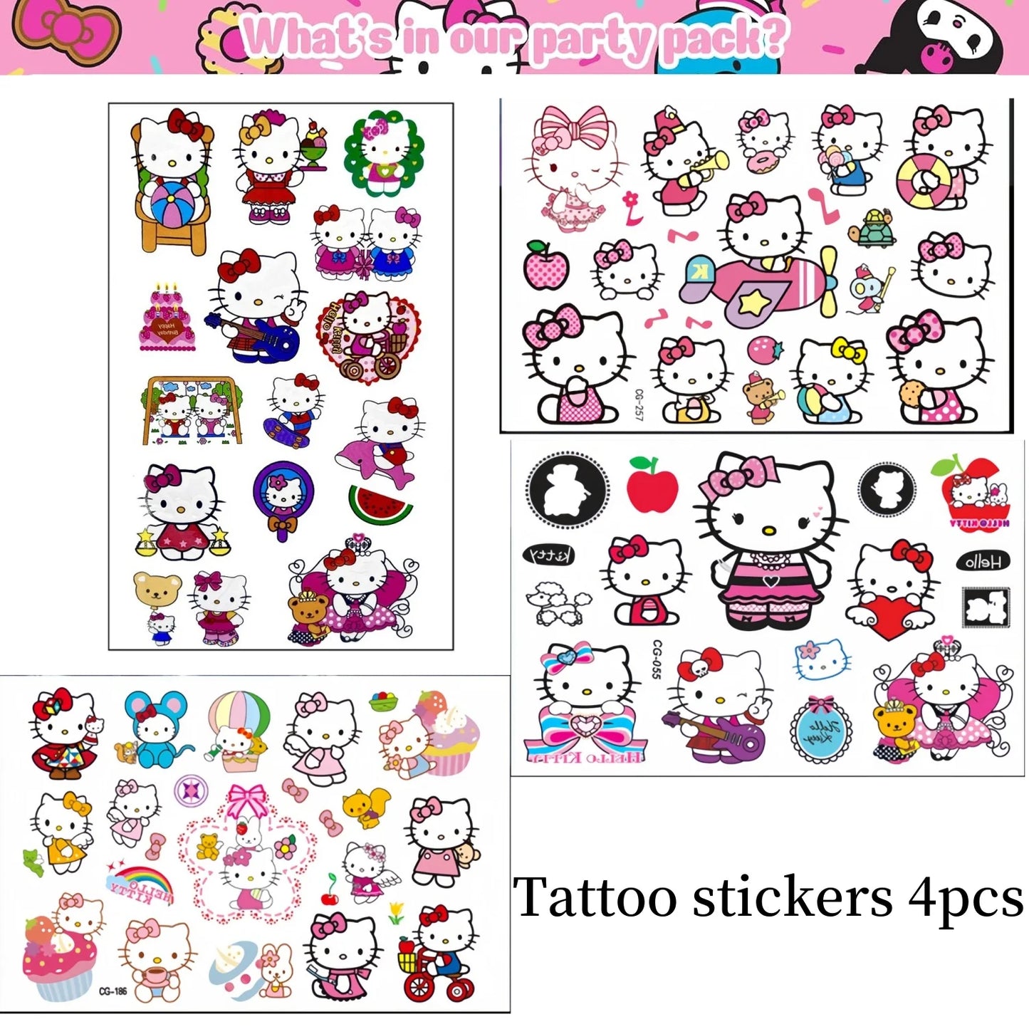 Kit de hello kitty para decoração de festa de aniversário de Kitt - 217 peças, incluindo top
