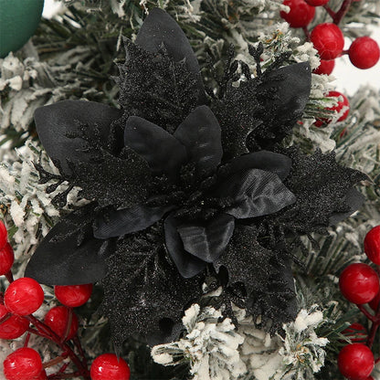 Flor de 5/10 Peças Poinsétia Artificial com Glitter e Enfeites de Natal para shopping