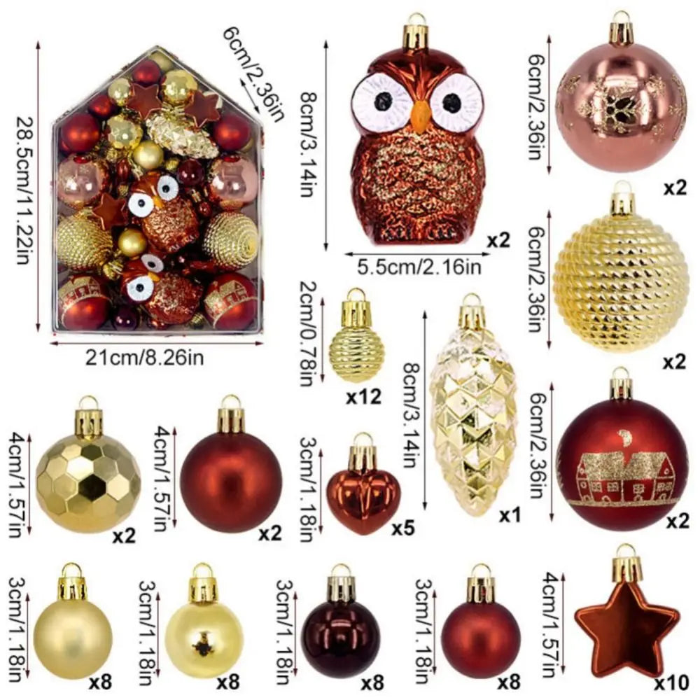 Bolas Natal Diversificados Pacote com 75 Bolas de Natal Vermelhas e Douradas Bolas Retrô
