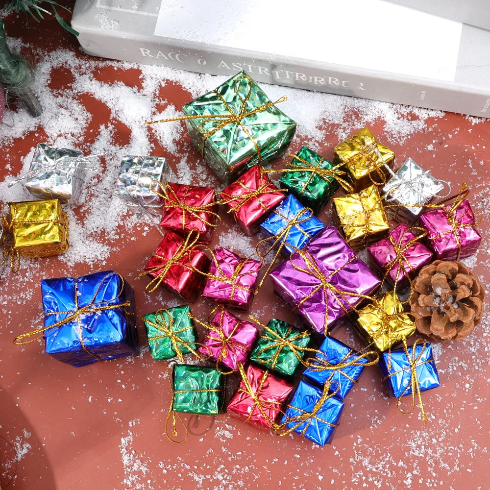 Caixas de Presente Pequenas Decoração de Árvore de Natal Cores Aleatórias 12/240 peças