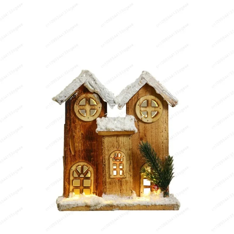 Casinha Nevada com Escada e LED 41cm e 01 unidade, Brilho Prateado Natal
