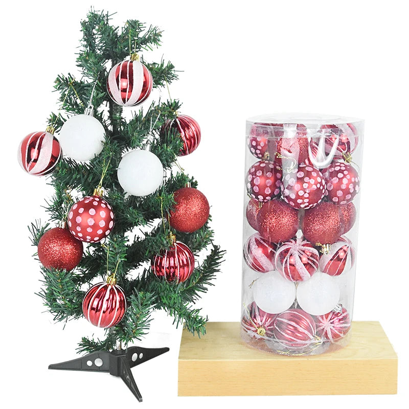 30 peças de enfeites de bolas de Natal, bolas de Natal vermelhas verdes e brancas