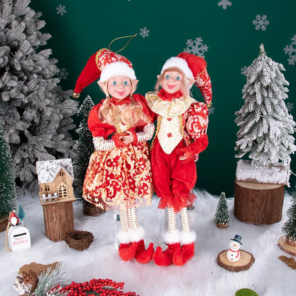 Conjunto de 2 elfos de Natal de 66 cm, adorável elfos vermelhos e verdes para pendurar