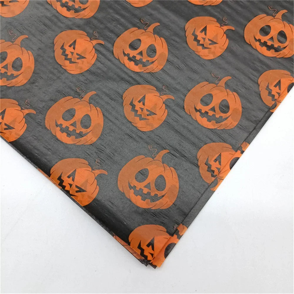 Papel de Seda Decorativo (Papel Tecido) com Estampas Temáticas de Halloween 50cm*35cm
