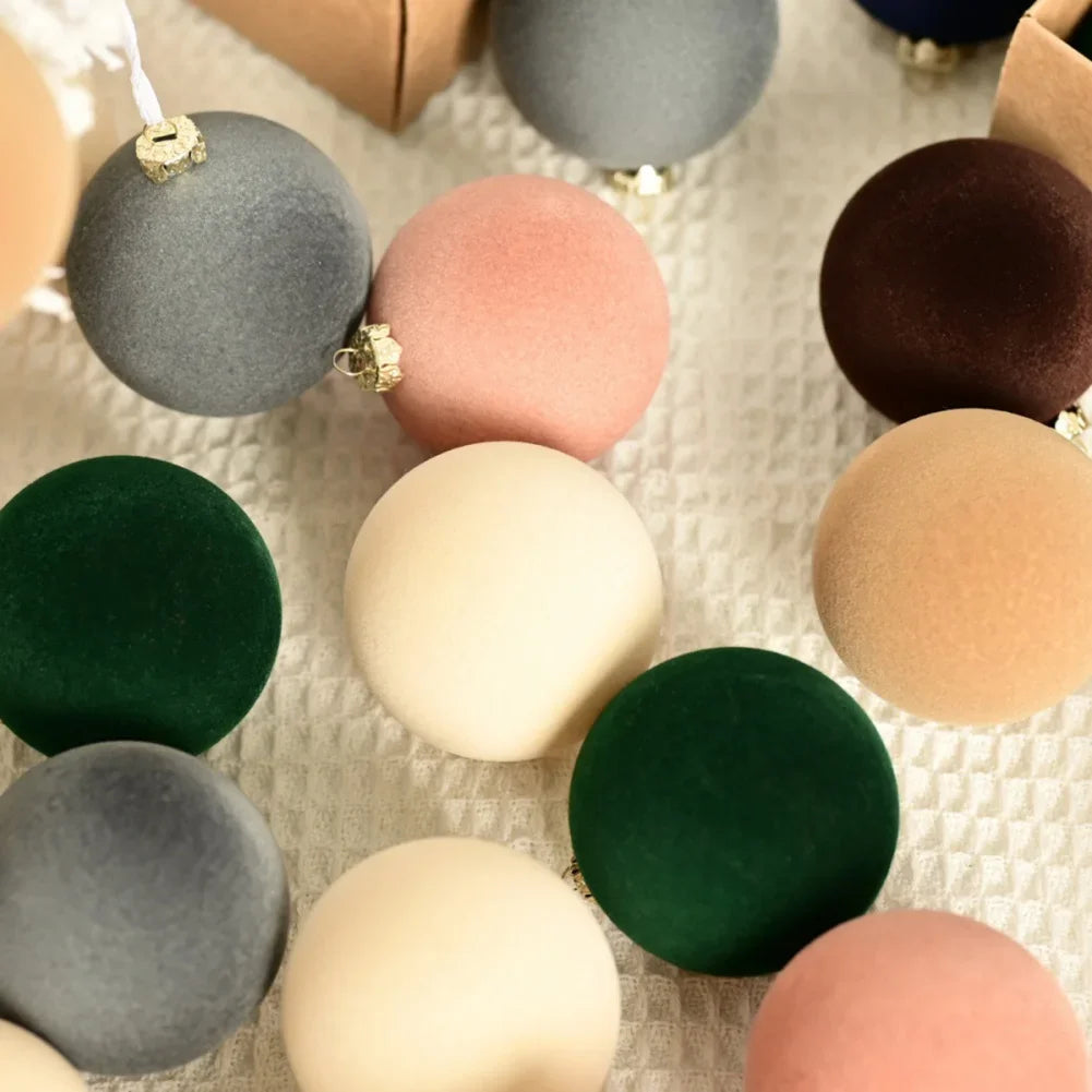 Bola de árvore de Natal reunida Veludo - 12 peças de enfeite de árvore bolas reunidas