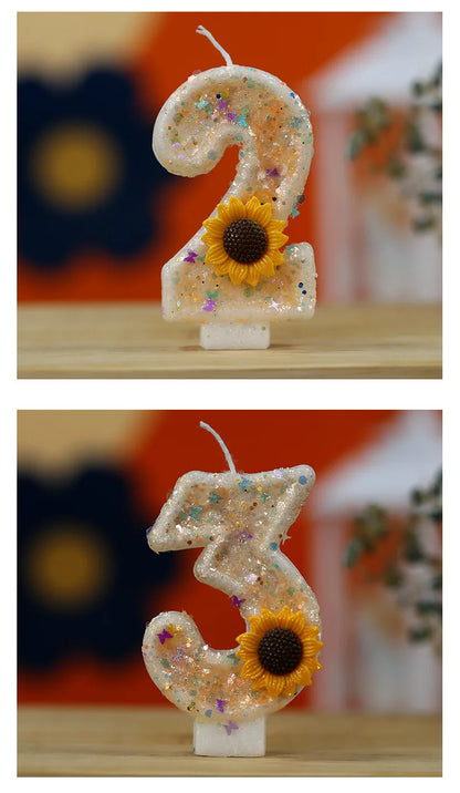 Velas Aniversário 5, Velas de Aniversário Girassol Números Meninas, Vela Brilhante 5 e Velas