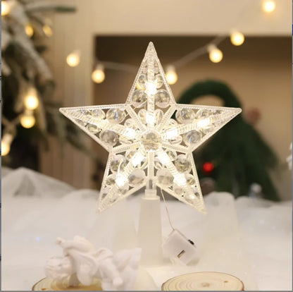 Estrela Ponteira para Árvore de Natal Colorida LED, 15 cm, Pisca-Pisca
