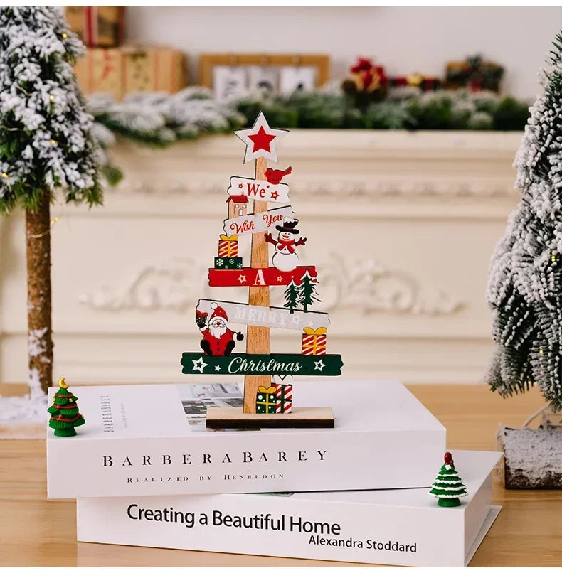 Árvore de Natal de mesa faça você mesmo, placa decorativa de madeira para Nata
