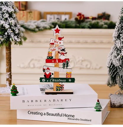 Árvore de Natal de mesa faça você mesmo, placa decorativa de madeira para Nata