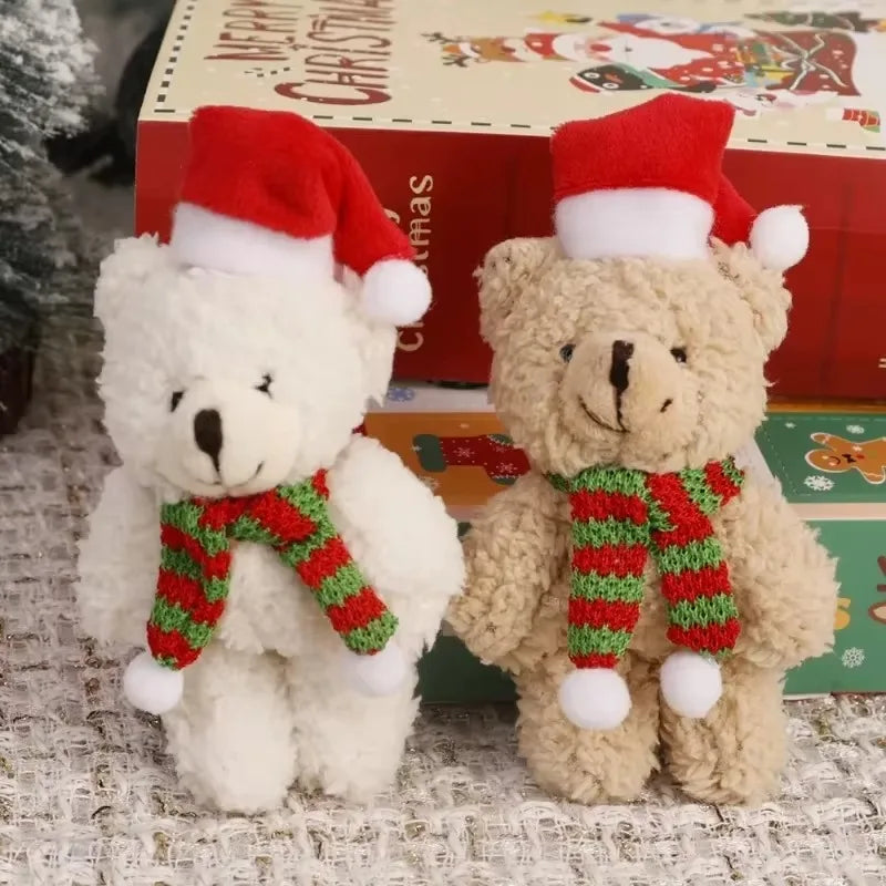 Urso De Pelúcia de Natal com Chapéu Vermelho Natal de Pelúcia Pingente de Urso Natalino