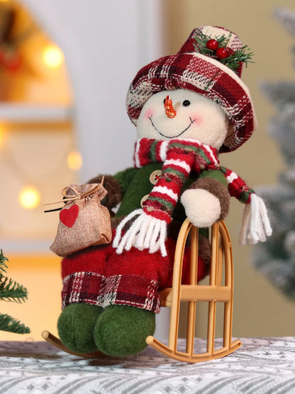 Enfeite de Papai Noel em Cadeira de Balanço, 33 cm, Figura de Papai Noel e Boneco Neve