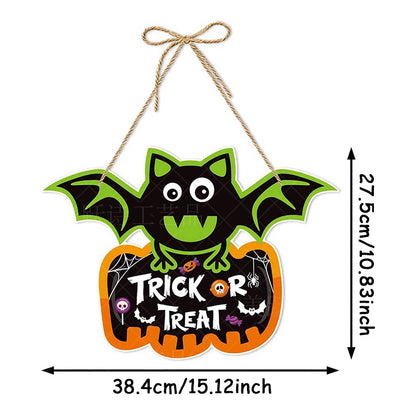 Placa de decoração temática de Halloween com brilho assustador cidade - preto e vermelho