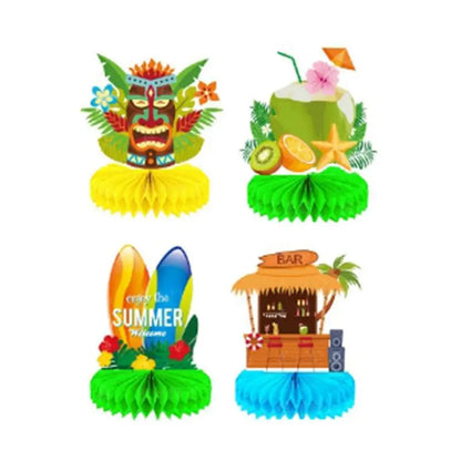 kits Conjunto de Centros de Mesa em Formato de Favo de Mel com Tema Tropical/Havaiano (Luau)