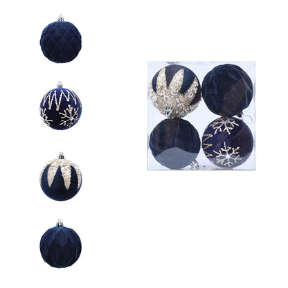 Bola Natal Veludo Bola Natal Pingente Glitter 4 Peças de Enfeites de Bola de Natal de Veludo