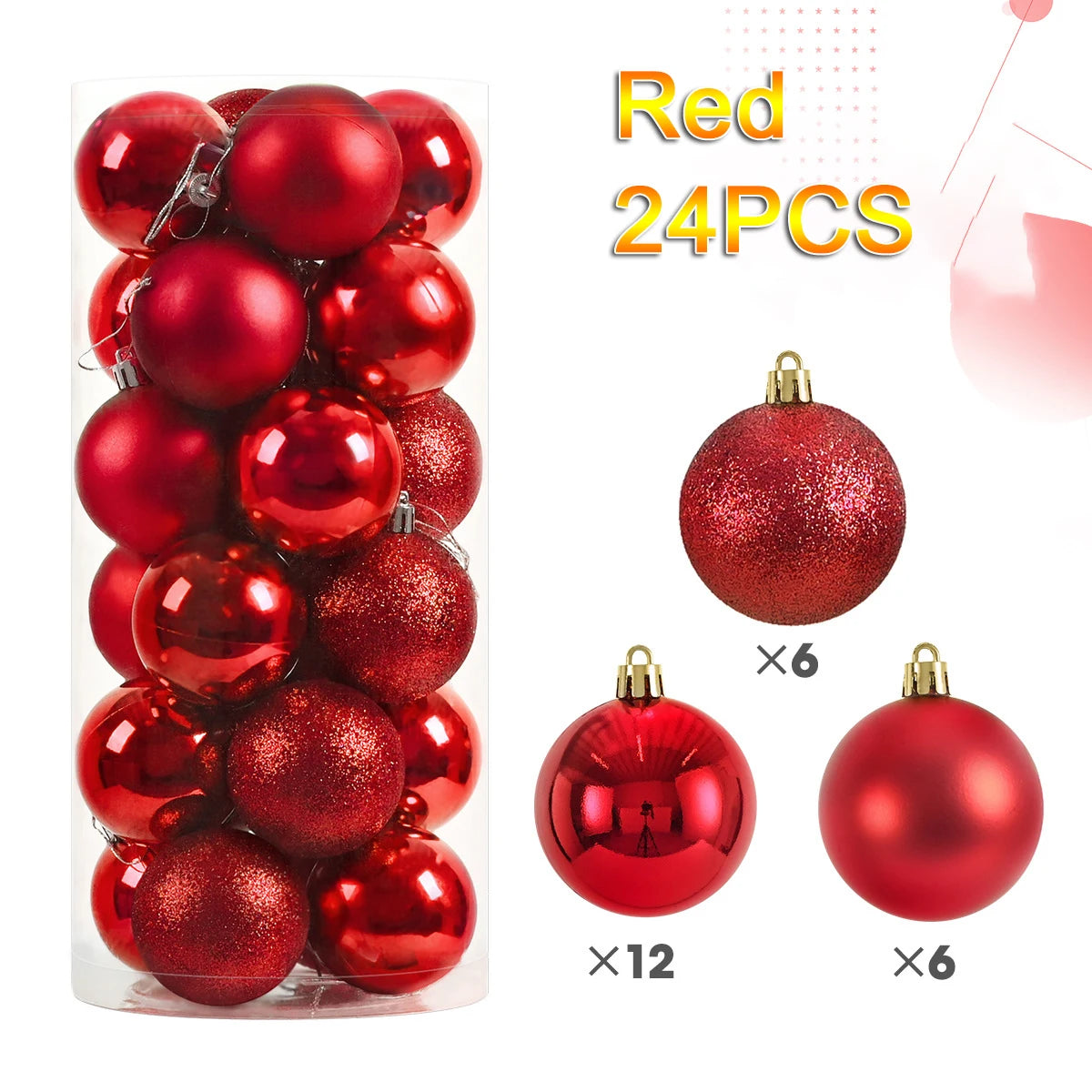 Bola de Natal 24 peças de enfeites de bolas de Natal, enfeite de Natal para árvore de Natal
