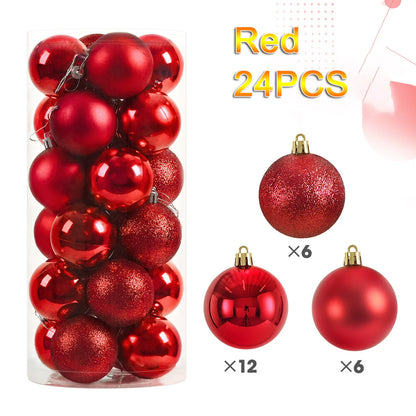 Bola de Natal 24 peças de enfeites de bolas de Natal, enfeite de Natal para árvore de Natal
