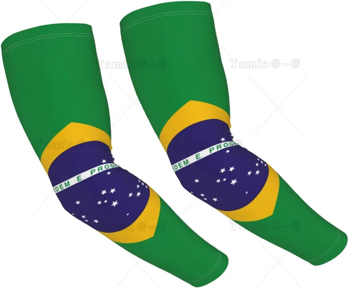 Mangas refrescantes com a bandeira da Brasil, proteção solar, homens e mulheres, ideais