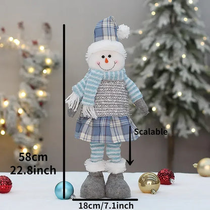Boneca Papai Noel | Azul Xadrez Papai Noel de Neve Elk Recheado Boneca de Pelúcia