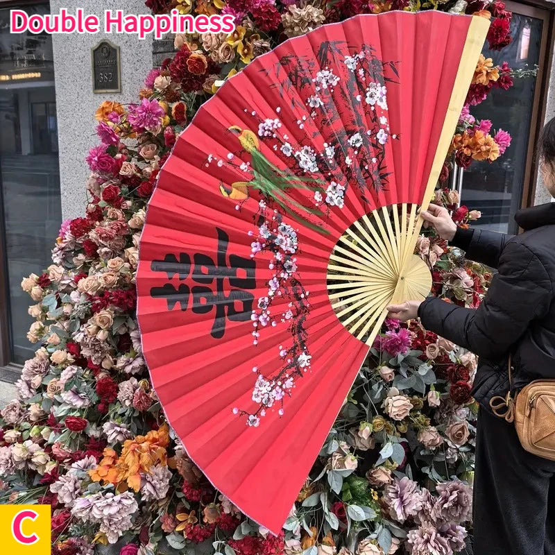 Leques mão dobrável desdobre, 63 Pol.160cm / 35.4 Pol.*90cm, Dobrável Cor Vermelho