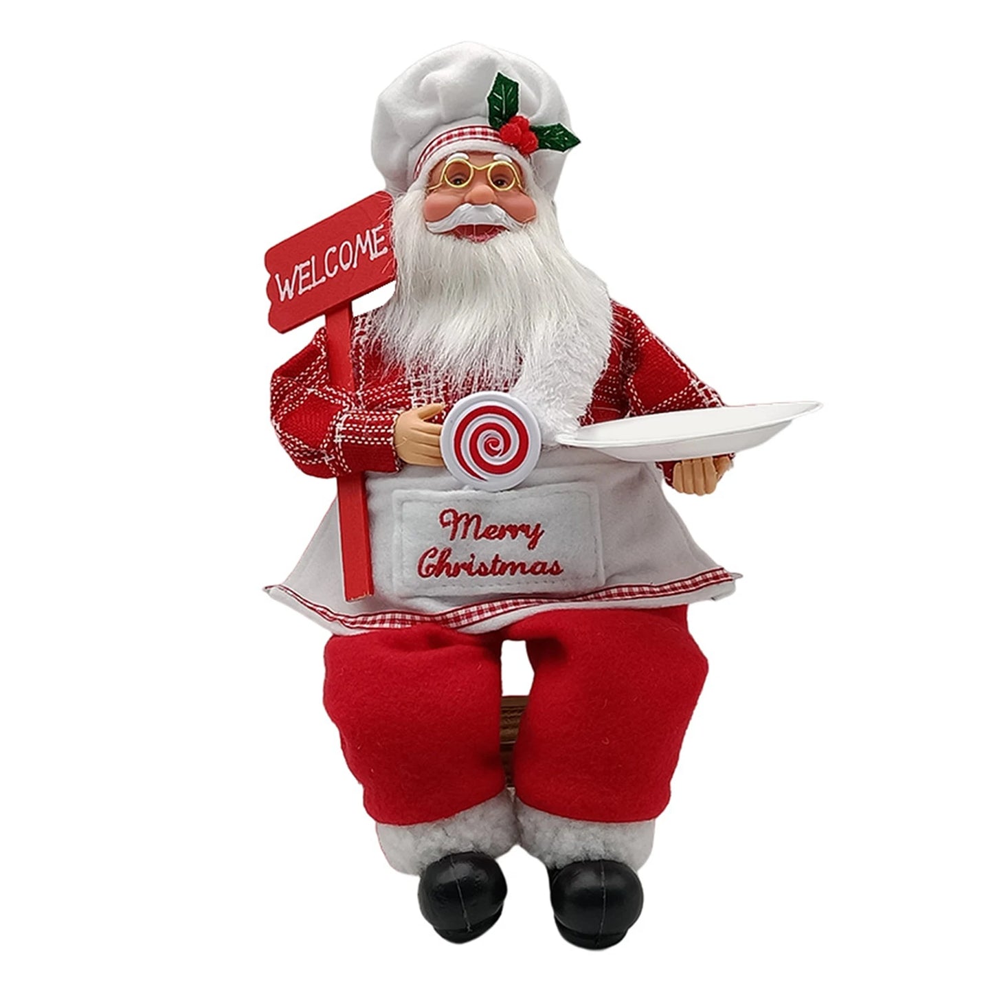 Boneco Papai Noel Casaco 30cm Enfeite Natalino Luxo Decoração Premium