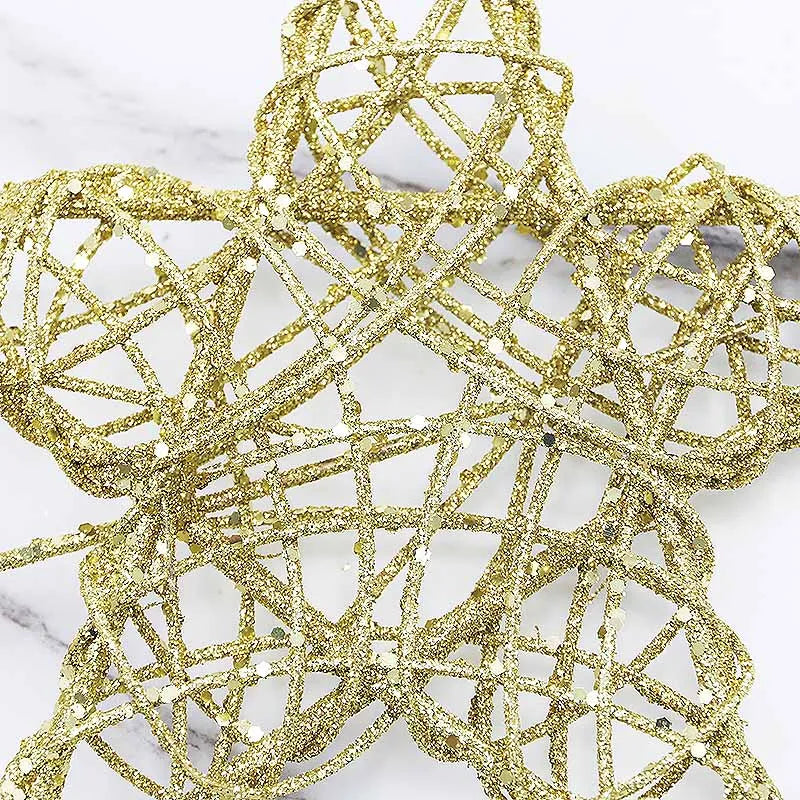 Ponteira Para Árvore De Natal Estrela Rose Com Glitter